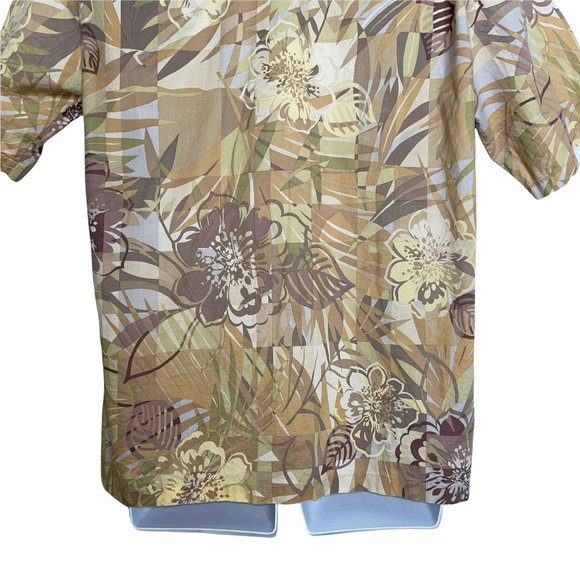 Tori Richard Tan Floral Hawaiian Button Front Made in the USA Shirt Men's L - Picture 8 of 10